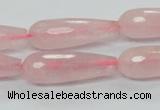 CRQ45 15.5 inches 10*30mm faceted teardrop natural rose quartz beads