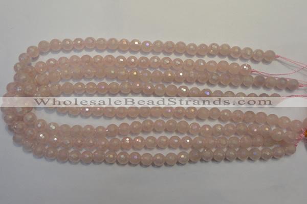 CRQ512 15.5 inches 8mm faceted round AB-color rose quartz beads