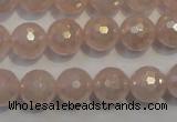 CRQ515 15.5 inches 14mm faceted round AB-color rose quartz beads