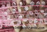 CRQ559 Top drilled 8*12mm faceted briolette rose quartz beads