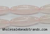 CRQ58 15.5 inches rice 10*30mm natural rose quartz beads wholesale