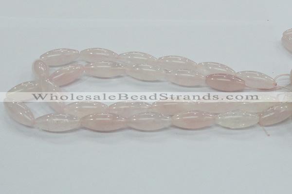 CRQ59 15.5 inches 12*30mm rice natural rose quartz beads wholesale