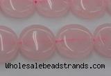 CRQ601 15.5 inches 12mm flat round rose quartz beads wholesale