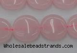 CRQ602 15.5 inches 15mm flat round rose quartz beads wholesale