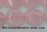 CRQ603 15.5 inches 18mm flat round rose quartz beads wholesale