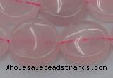 CRQ604 15.5 inches 20mm flat round rose quartz beads wholesale