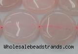 CRQ605 15.5 inches 25mm flat round rose quartz beads wholesale