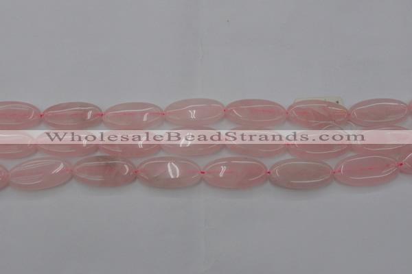 CRQ614 15.5 inches 15*30mm oval rose quartz beads wholesale