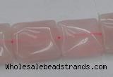 CRQ625 15.5 inches 18*18mm square rose quartz beads wholesale