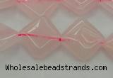 CRQ638 15.5 inches 14*14mm diamond rose quartz beads wholesale