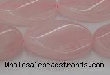 CRQ645 15.5 inches 18*25mm twisted oval rose quartz beads