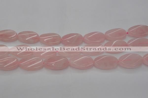 CRQ645 15.5 inches 18*25mm twisted oval rose quartz beads