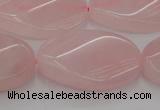 CRQ646 15.5 inches 20*30mm twisted oval rose quartz beads