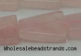 CRQ650 15.5 inches 18*25mm twisted rectangle rose quartz beads