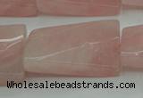 CRQ651 15.5 inches 20*30mm twisted rectangle rose quartz beads