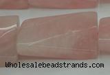 CRQ652 15.5 inches 25*35mm twisted rectangle rose quartz beads