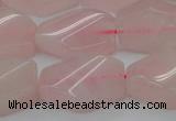 CRQ653 15.5 inches 15*20mm twisted hexagon rose quartz beads