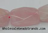 CRQ658 15.5 inches 22*30mm faceted rectangle rose quartz beads