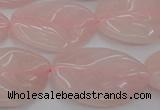 CRQ668 15.5 inches 22*30mm carved leaf rose quartz beads