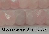 CRQ686 15.5 inches 8*14mm faceted rondelle rose quartz beads