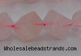 CRQ694 15.5 inches 10*10mm cube rose quartz beads wholesale