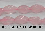 CRQ70 15.5 inches 8*16mm twisted rice natural rose quartz beads