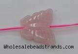 CRQ716 15.5 inches 25*30mm carved butterfly rose quartz beads