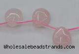 CRQ718 Top drilled 13*18mm flat teardrop rose quartz beads