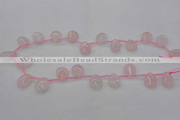 CRQ718 Top drilled 13*18mm flat teardrop rose quartz beads