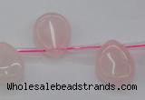 CRQ719 Top drilled 15*20mm flat teardrop rose quartz beads