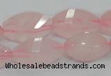 CRQ72 15.5 inches 12*24mm twisted rice natural rose quartz beads