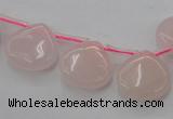 CRQ721 Top drilled 15*15mm flat teardrop rose quartz beads