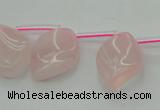 CRQ732 Top drilled 15*20mm twisted marquise rose quartz beads