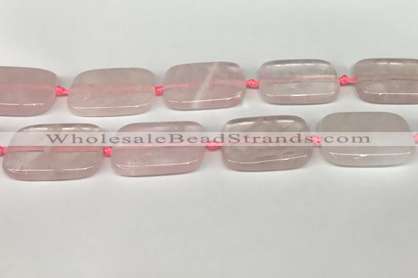 CRQ754 15.5 inches 25*35mm rectangle rose quartz beads