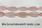 CRQ757 15.5 inches 25*40mm flat teardrop rose quartz beads