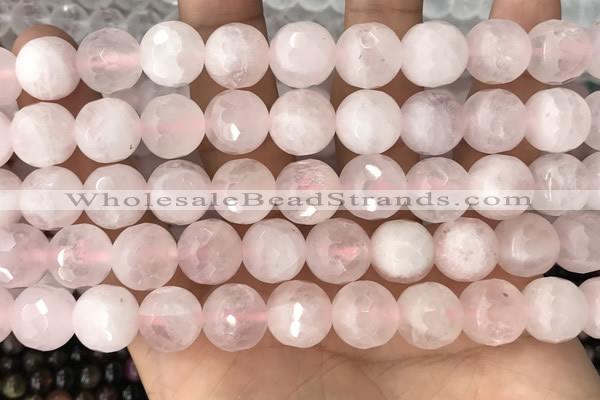 CRQ772 15.5 inches 12mm faceted round rose quartz beads