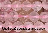 CRQ775 15.5 inches 6mm faceted nuggets rose quartz beads