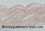 CRQ80 15.5 inches 15*20mm twisted oval natural rose quartz beads