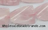 CRQ83 15.5 inches 20*30mm twisted rectangle natural rose quartz beads