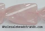 CRQ84 15.5 inches 30*40mm twisted rectangle natural rose quartz beads