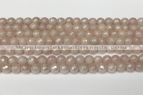 CRQ865 15 inches 6mm faceted round AB-color rose quartz beads