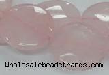 CRQ97 15.5 inches 25mm faceted flat round natural rose quartz beads