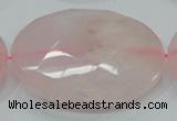 CRQ99 15.5 inches 50mm faceted flat round natural rose quartz beads