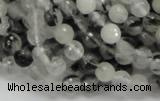 CRU01 15.5 inches 6mm faceted round black rutilated quartz beads