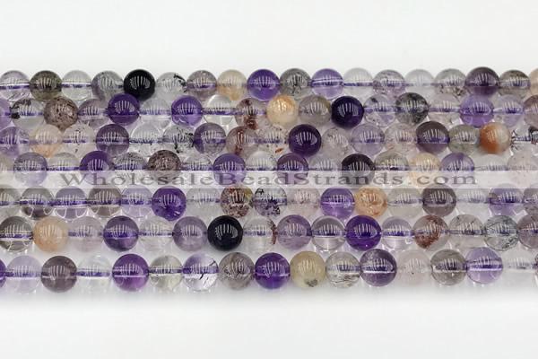 CRU1018 15.5 inches 6mm round mixed rutilated quartz beads