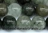 CRU1043 15 inches 10mm round green rutilated quartz beads