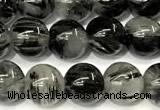 CRU1065 15 inches 6mm round black rutilated quartz beads