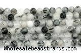 CRU1083 15.5 inches 10mm round black rutilated quartz gemstone beads