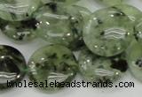 CRU111 15.5 inches 20mm flat round green rutilated quartz beads