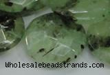 CRU117 15.5 inches 30mm faceted coin green rutilated quartz beads